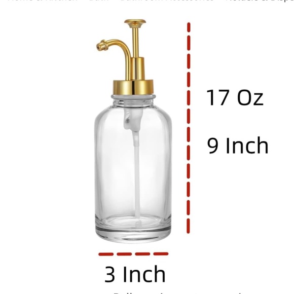 2 Pack Thick Clear Glass Jar Soap Dispenser with Gold Pump - Picture 3 of 5
